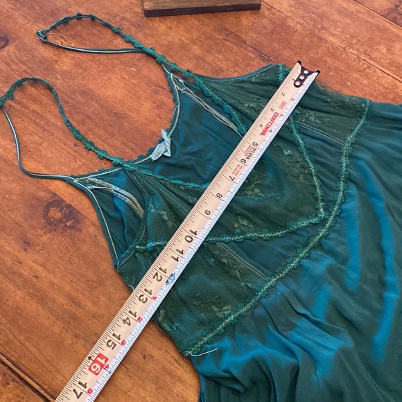 Custom one of a kind emerald and lime pieced lace slip - Picture 7 of 12